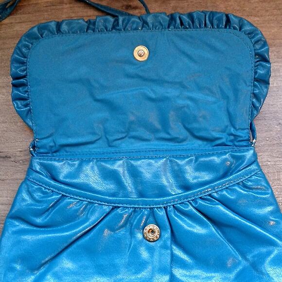 Vintage Teal Small Purse Unbranded Ruffle - Picture 3 of 5